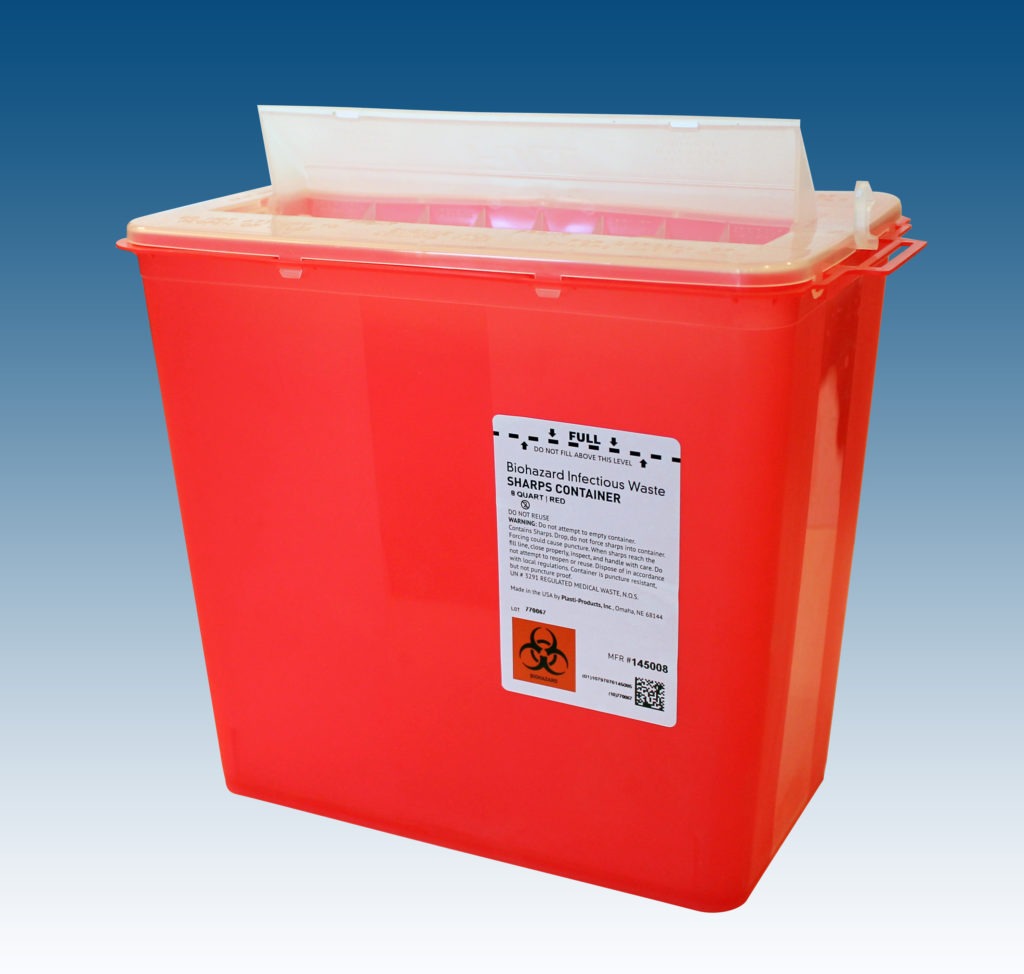 Sharps Containers, Red, 8qt, Big Mouth Container