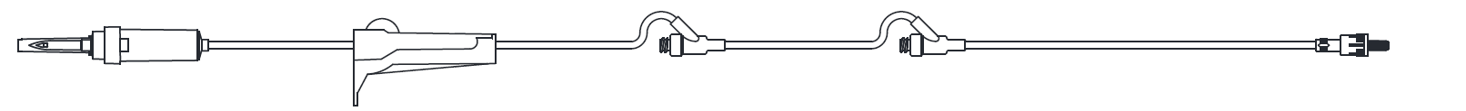 IV Admin Set, 15 Drops Per mL, 105" Length, 21mL Priming Volume, Vented, Roller Clamp, (2) AMSafe® Needle-Free Y Sites, Rotating Male Luer Lock, PE Poly Pouch, 50/cs