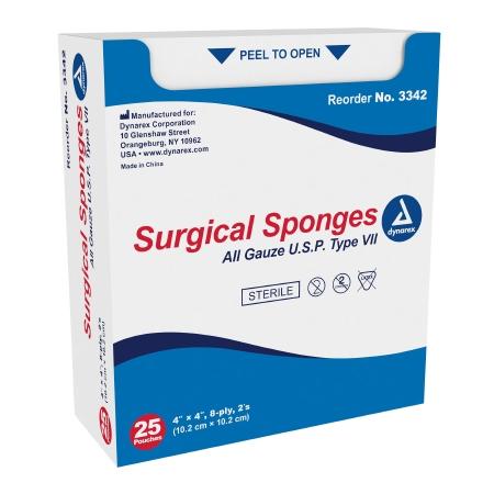 Dynarex Sterile Gauze Sponges, 8 ply, 50/bx