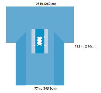 Tiburon, Abdominal Laparotomy Drape, 14x38.5 inches Absorbent Reinforcement, 4x12 inch Fenestration, 12/bx