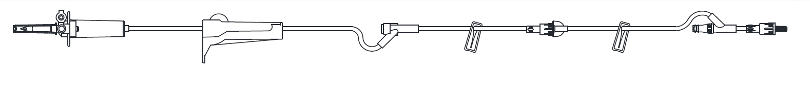 Primary Gravity IV Set, Ventilated/Unventilated, Pre-Drilled Injection Site, MicroClave® Clear Needleless Injection Site, (2) Flow Wheels, with Ext. Equipment, Rotating Male Luer Lock, 10 drops/ml, 95" Length, 50/cs