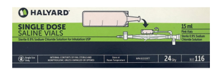 Single Dose 15 ml Saline Vials (Darts), 24/box.