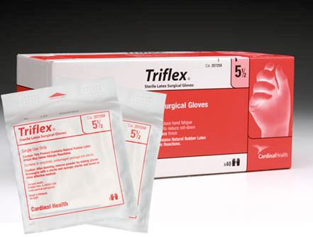 Triflex Custom Surgical Glove, Sterile, Latex, Powdered, Size 5.5 - 40prs/box