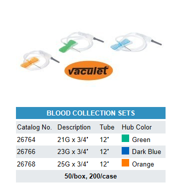 Blood Collection Set, 12" tubing, 50/bx